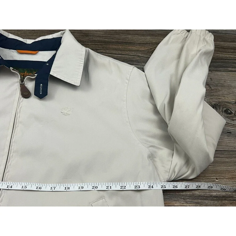 Timberland Weathergear Mens Jacket Beige XL Full Zip Collared Preppy Dadcore‎